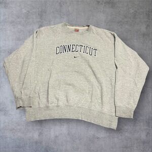 Vintage Nike Team Connecticut UConn Sweatshirt Large Gray Crewneck Y2K